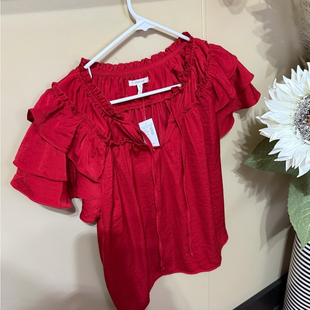 Maurices Scarlet Ruffle Blouse